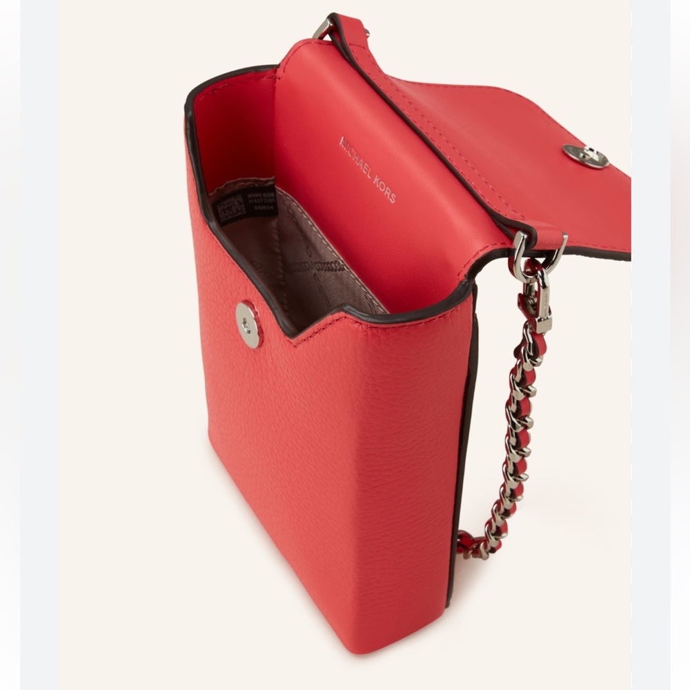 NEW MICHAEL KORS Jet Set SMALL NS PHONE CHAIN CROSSBODY SHOULDER Bag, Geranium - Picture 14 of 15